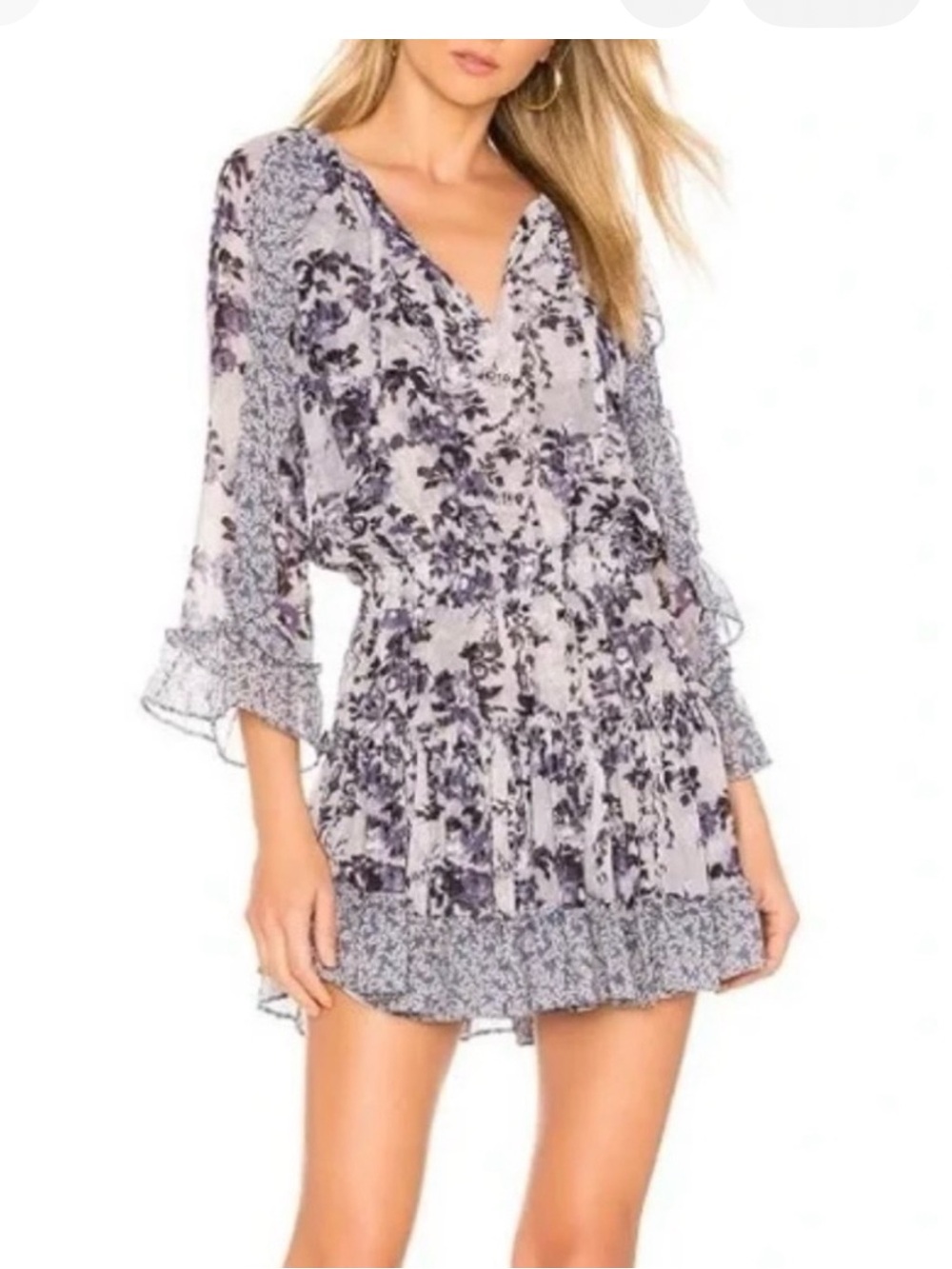 MISA Los Angeles Eliza Floral Ruffle Mini Dress